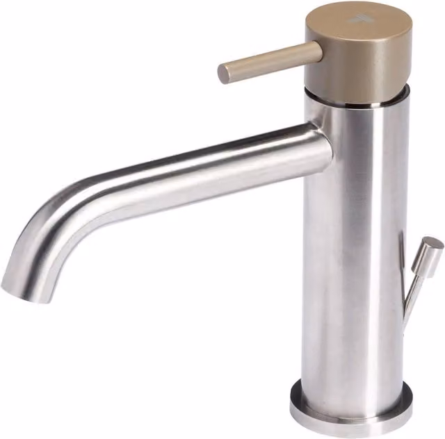 Rubinetto Miscelatore Monocomando Lavabo con Scarico in Acciaio Inox Maniglia Deserto