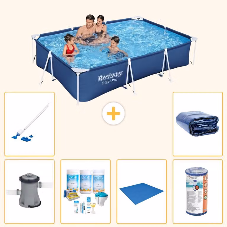 Bestway Steel Pro, piscina rettangolare - 300x201x66 cm - 7 pezzi - Modello S21572