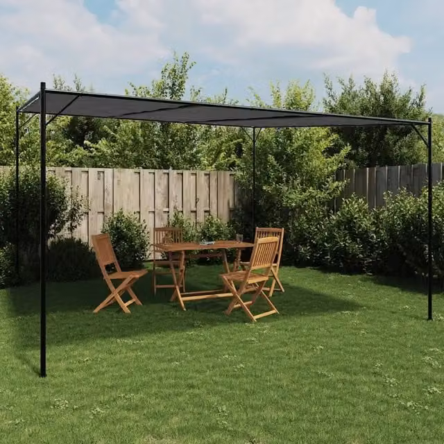 Gazebo Antracite 4x4 m 180 g/m² Tessuto e Acciaio 362465