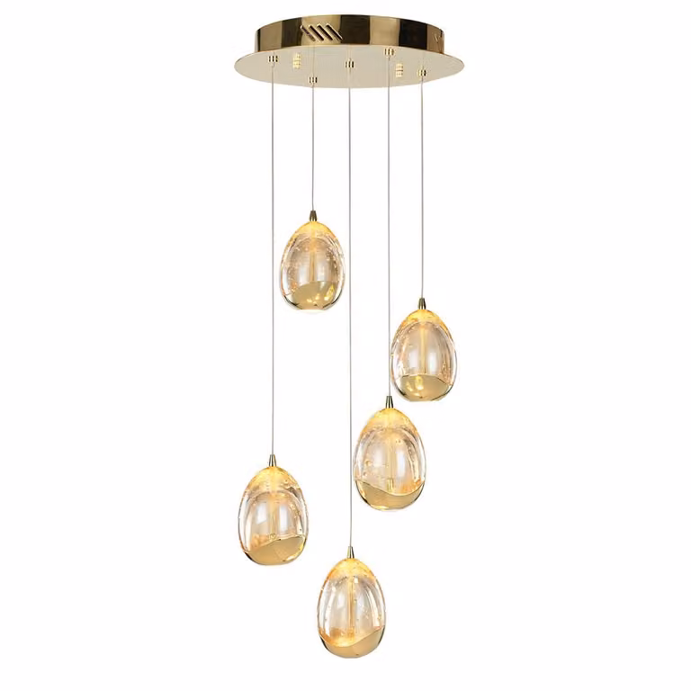 Lampadario a sospensione LED Huelto, oro champagne, 24 W, bianco caldo, 1450 lm, acrilico, dimensioni: 150 x 30 x 30 cm, IP20, Italux
