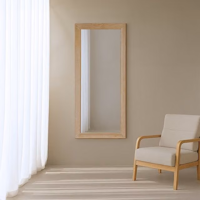Specchio da parete rettangolare Marrakech Banak con cornice in legno di mango nei colori marrone e beige