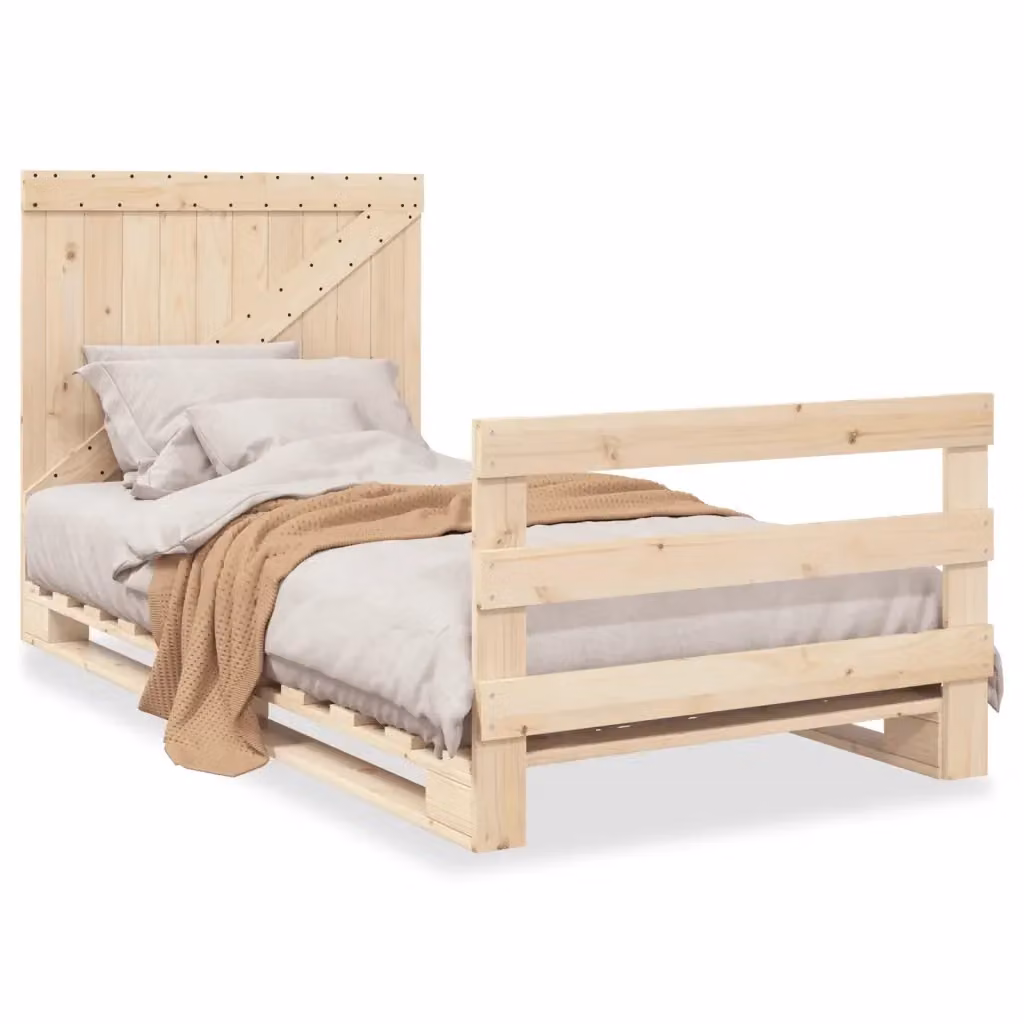 Giroletto con testiera VIDAXL in legno massello di pino naturale L/P/H: 200 x 100 x 104 cm – 2