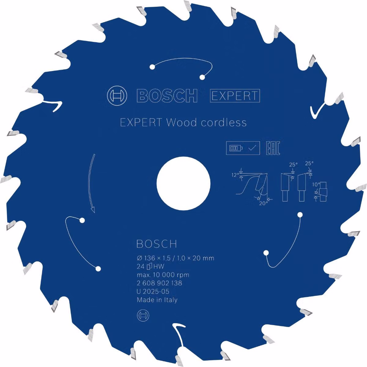 Lama circolare EXPERT Wood, 136x20 mm, Z24