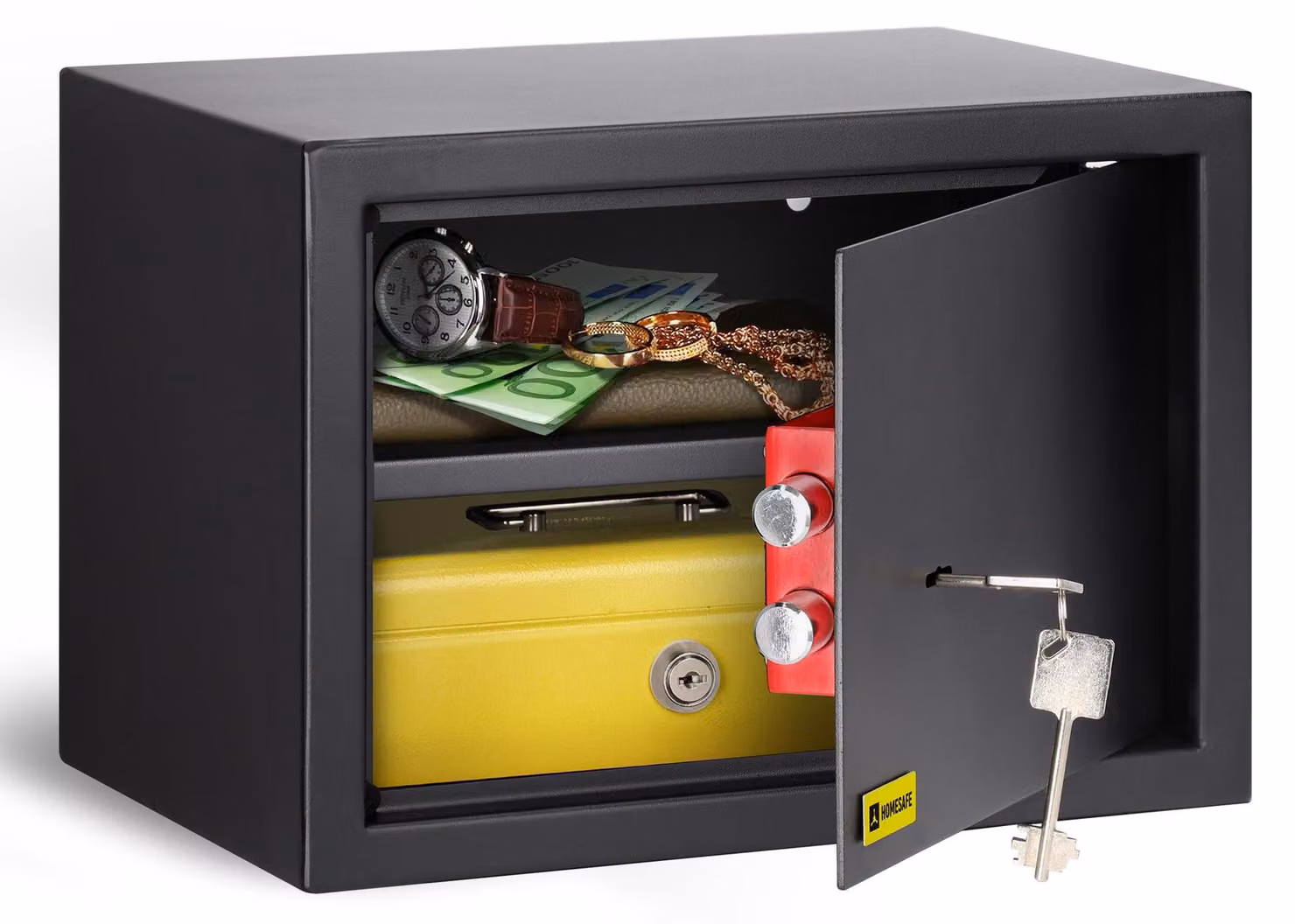 Cassaforte con serratura a chiave - Dimensioni: 25x35x25 centimetri - Capacità: 20 litri - Materiale: acciaio legato