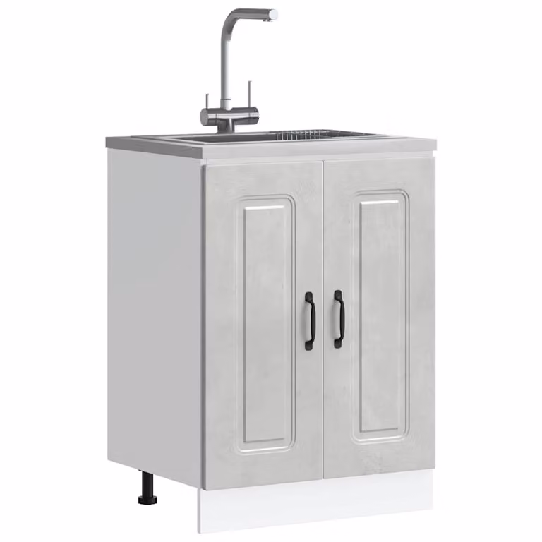 Base lavello mobile Kalmar vidaXL Grigio Cemento L: 60 cm, P: 46 cm, H: 81,5 cm