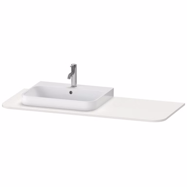 Console Duravit Happy D.2 Plus, 1300x550 mm, 1 découpe à gauche, pour meuble sous-lavabo HP4942, HP4962, HP4972, HP031KL3939, HP031KL3939