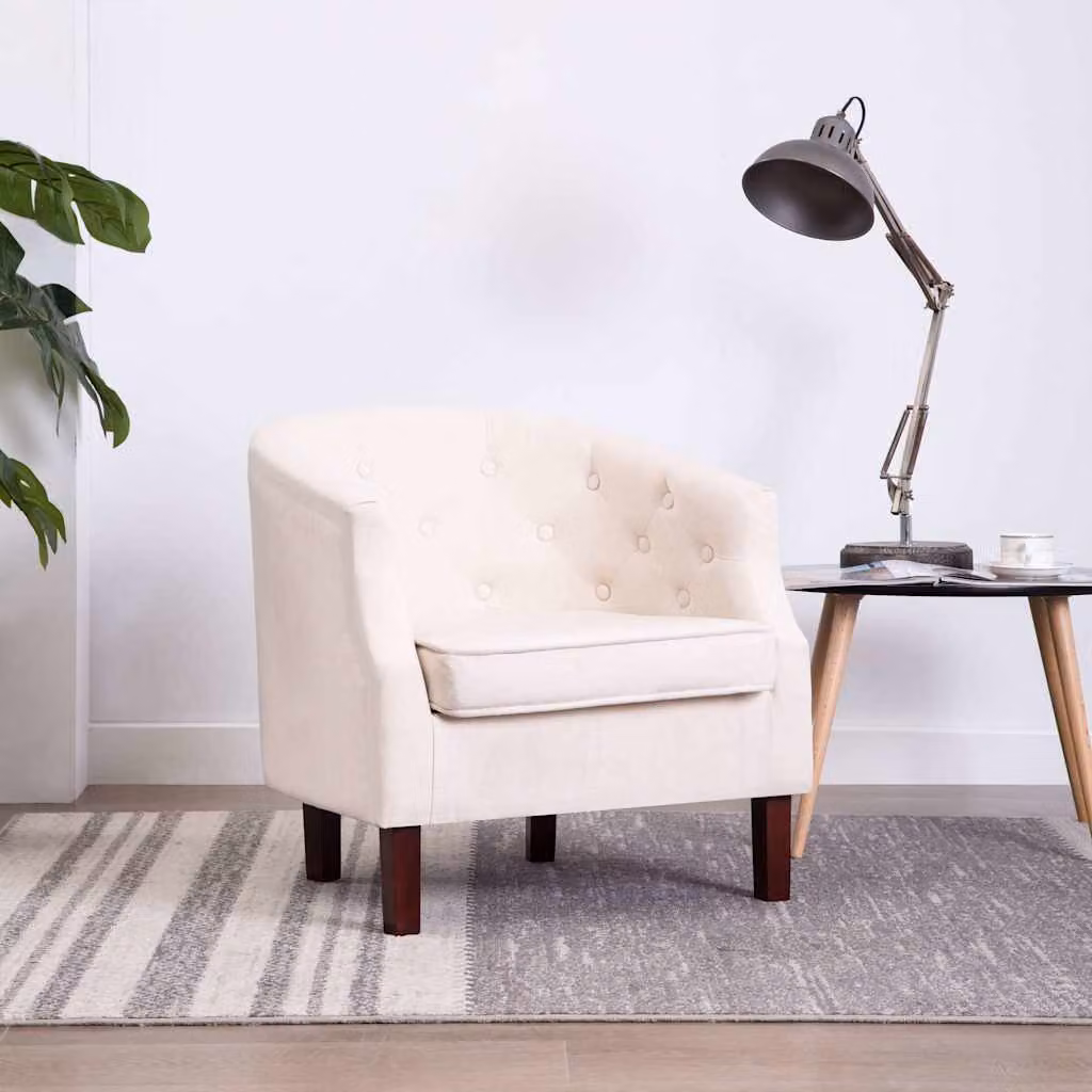 Poltrona lounge beige in tessuto con braccioli vidaXL