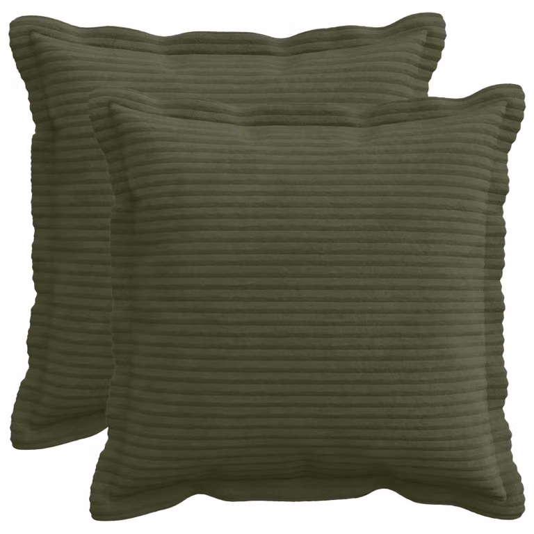 Set di 2 federe vidaXL HOUTEN in velluto a coste verdi, 40 x 40 cm