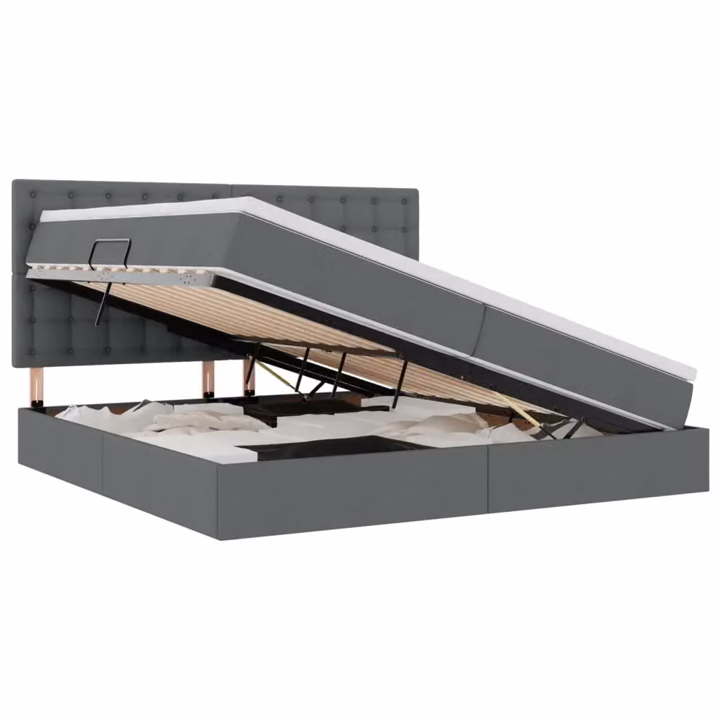 Letto con contenitore e materasso vidaXL moderno in tessuto grigio L/P: 200 x 200 cm, H: 204 cm – 2