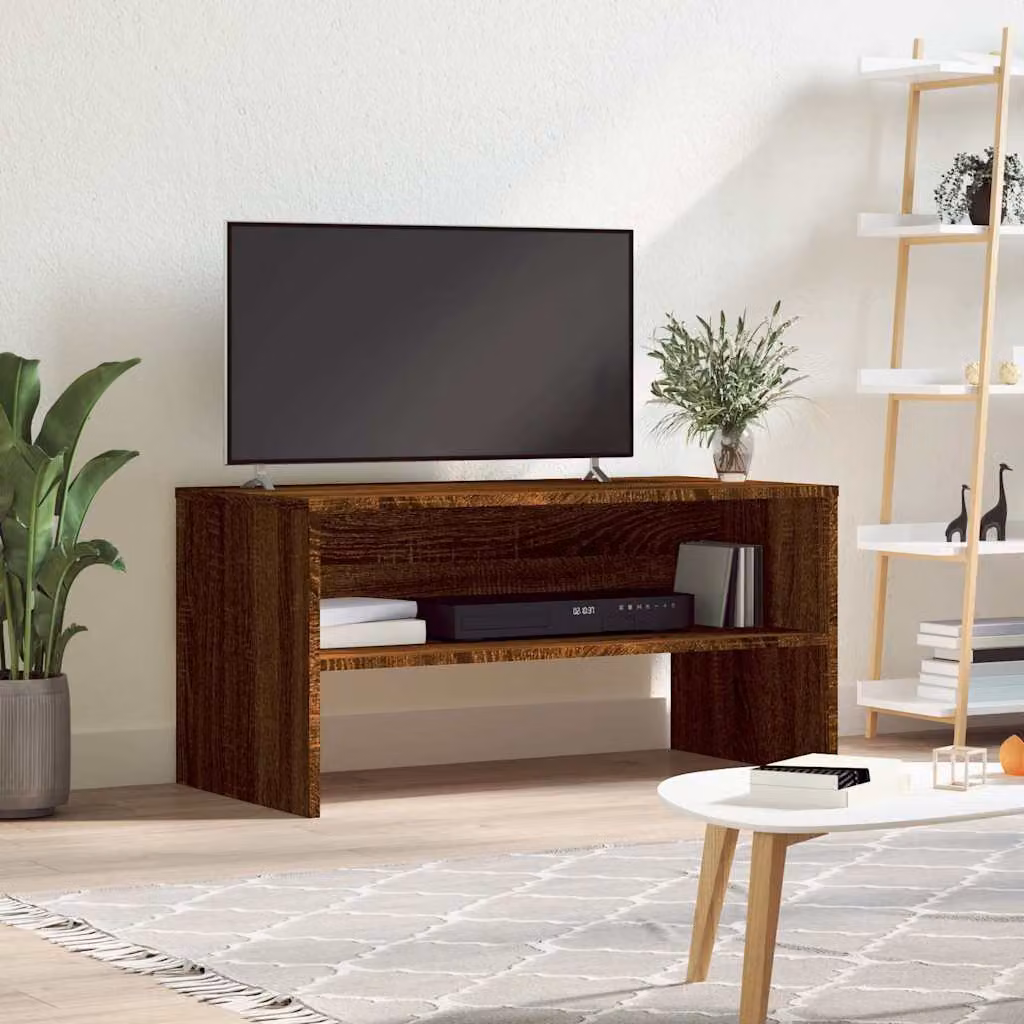 vidaXL Mobile Porta TV Moderno in Legno Rovere Marrone con Ruote L/P/H: 80 x 40 x 40 cm