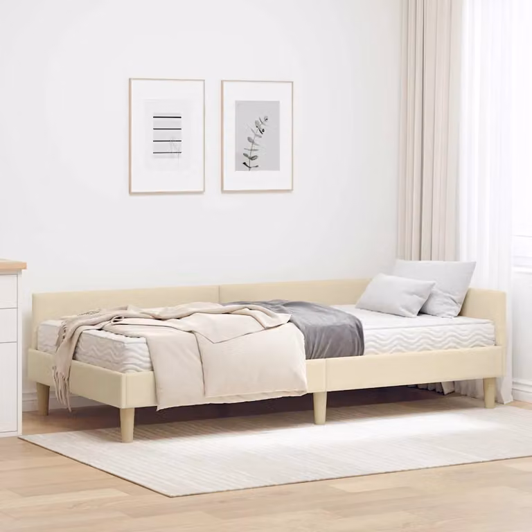 vidaXL Letto Angolare con 2 Materassi in Beige L/P/H: 90 x 190 x 204 cm