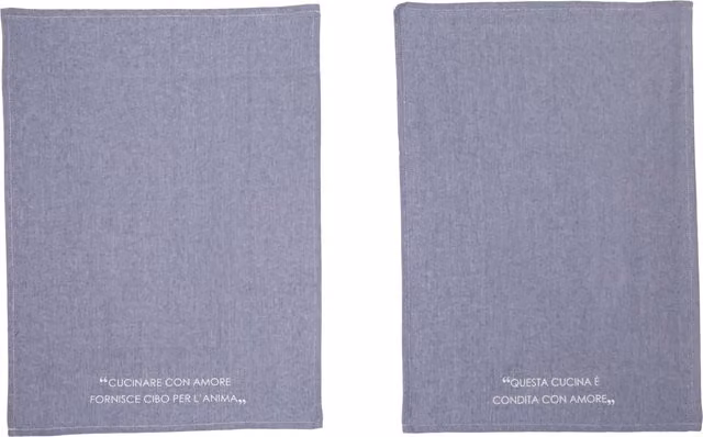Set di 2 strofinacci Kasanova in cotone blu con scritta Quotes, L 50 cm x P 70 cm – 1
