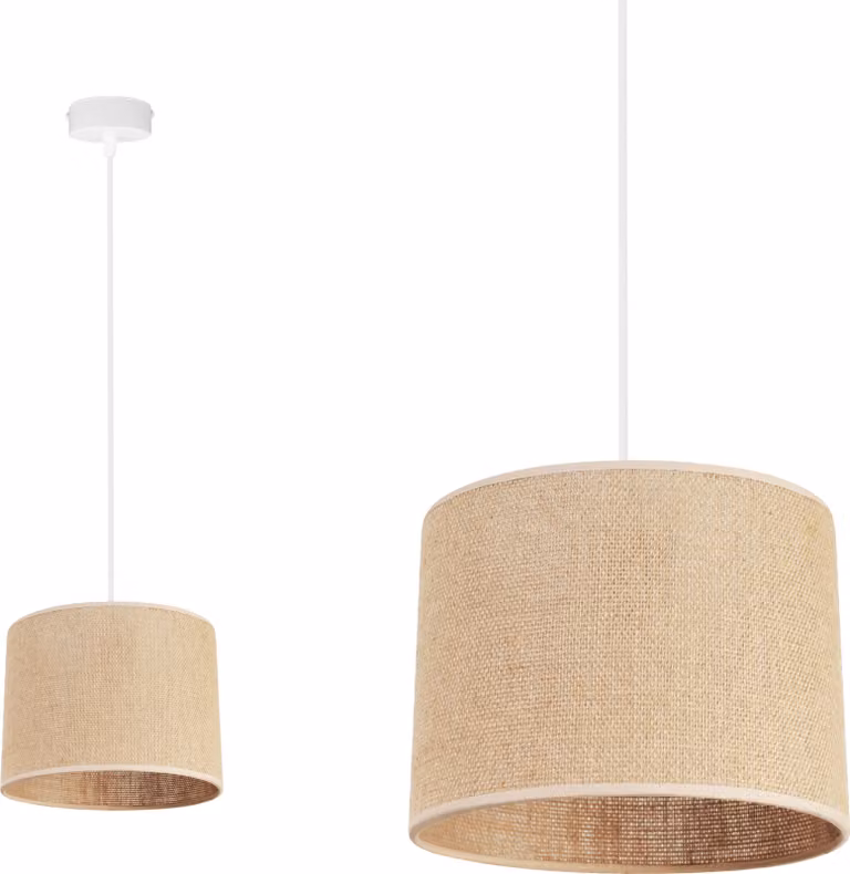 Light-Home Juta - Metallo con paralume in tessuto - E27 - Classica 1 lampadina 20 cm - Base bianca e juta