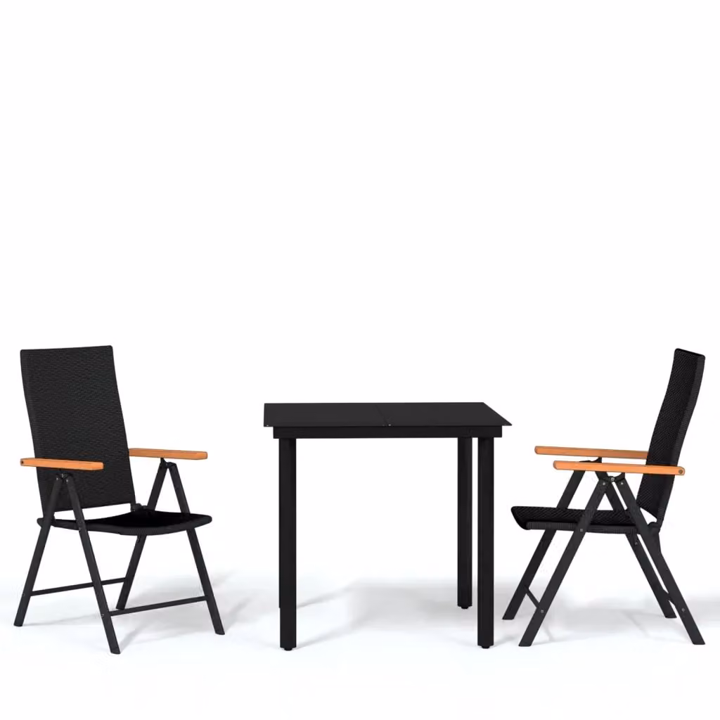 Set da giardino moderno vidaXL composto da 3 pezzi in metallo e vetro nero opaco – 2