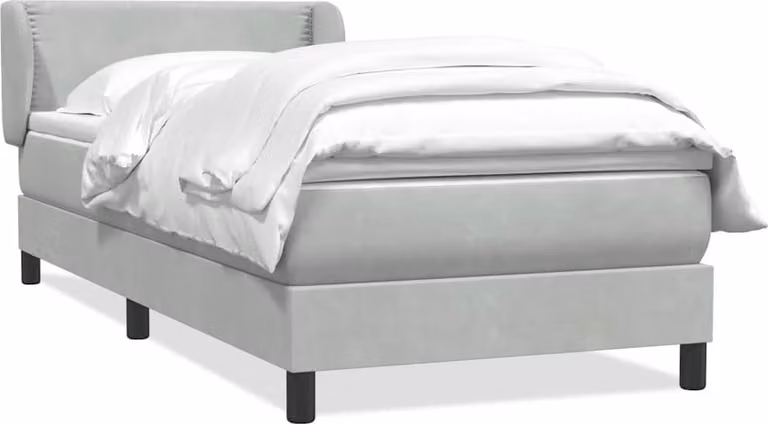 Giroletto a Molle con Materasso Grigio Chiaro 80x220 cm Velluto