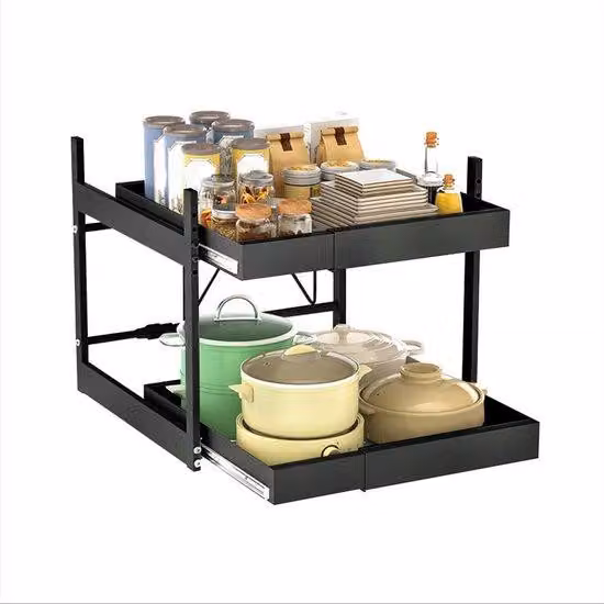 Ripiano da cucina flessibile a due livelli per una massima capienza.