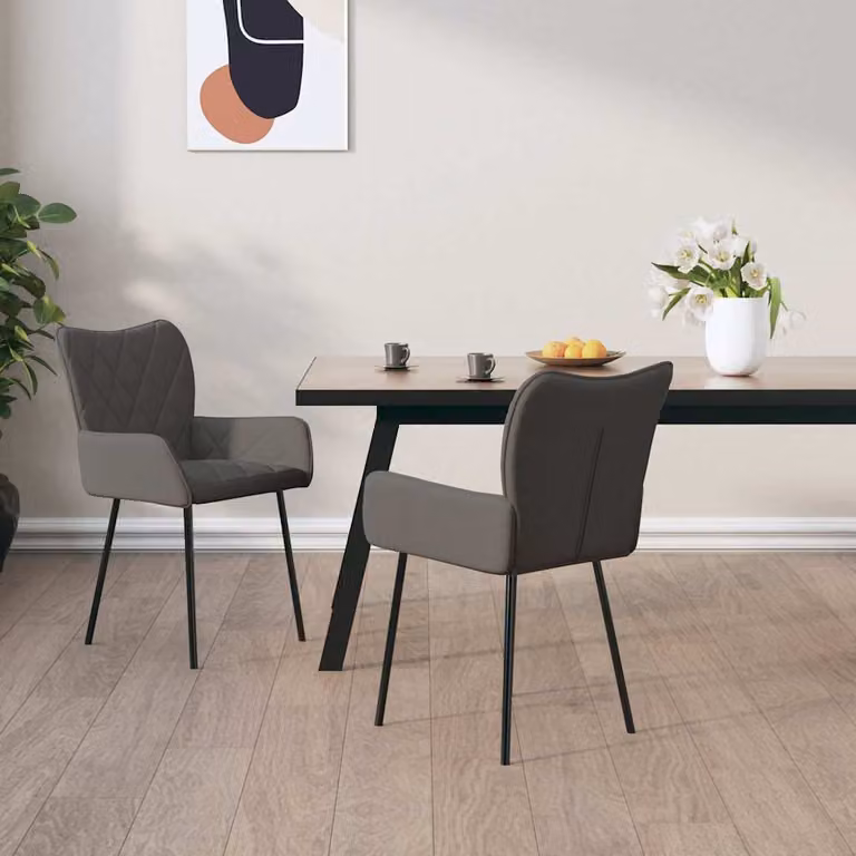 Set di 2 sedie da pranzo vidaXL in tessuto grigio moderno