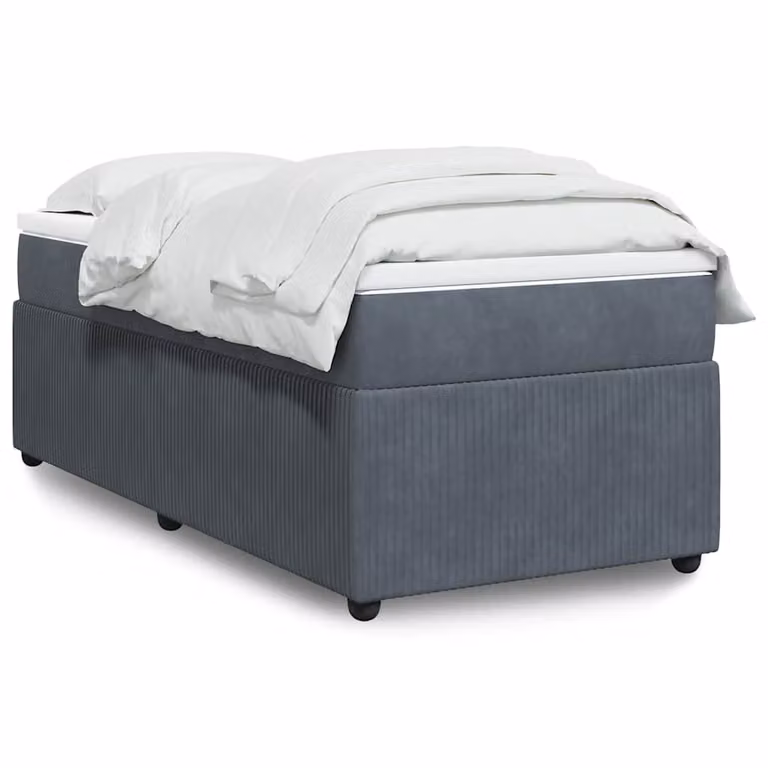 Giroletto a molle con materasso ibrido vidaXL in velluto grigio e bianco L/P: 100 x 200 cm