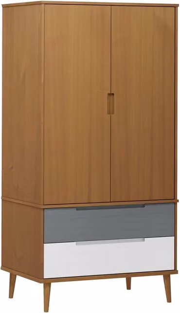 Armadio MOLDE Marrone 90x55x175 cm in Legno Massello di Pino CFW3017410