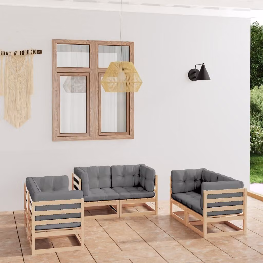 Maison Exclusive - Set da giardino 6 pezzi con cuscini in legno massello di pino