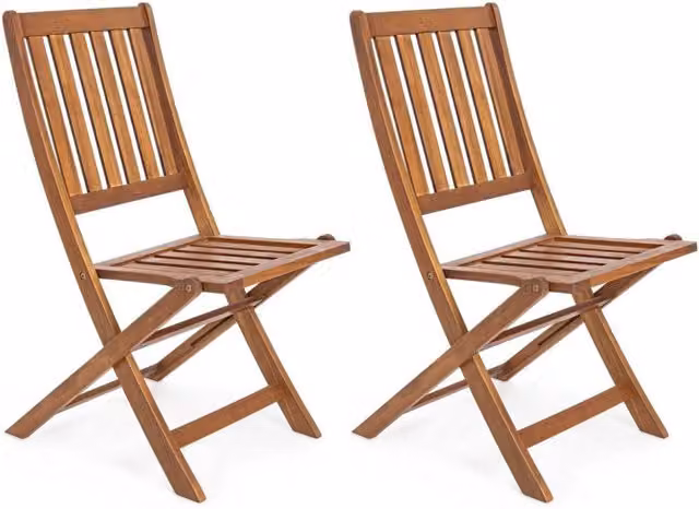 Set di 2 sedie pieghevoli da giardino GIORDANOSHOP in legno di acacia oliato colore marrone L: 47,5 cm, P: 60 cm, H: 92 cm – 1