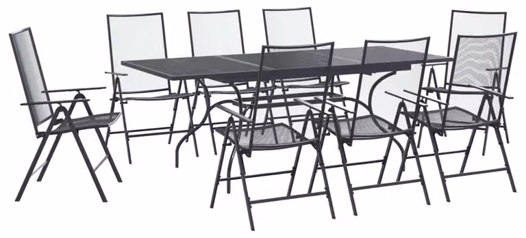 Set da Pranzo per Giardino 9 pcs Antracite 212 x 90 x 76 cm
