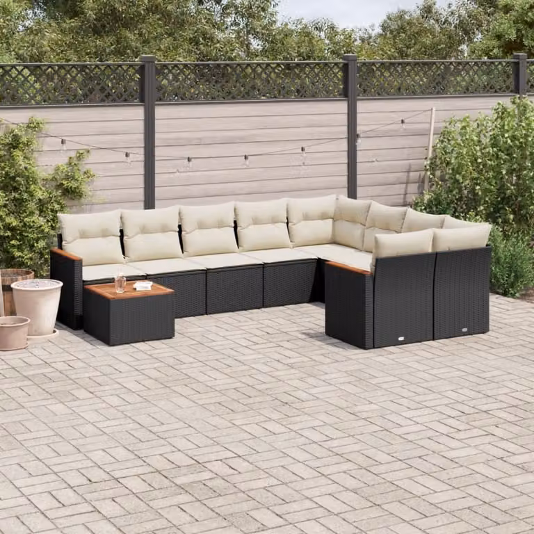 Maison Exclusive - Set Divani da Giardino 10pz con Cuscini in Polyrattan Nero