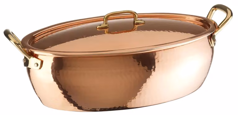 Casseruola ovale con coperchio in rame Serie 15300, 38x25cm