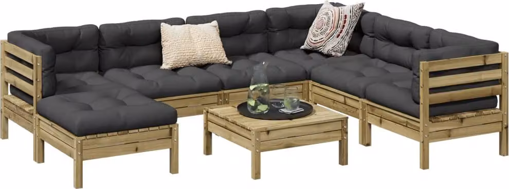 Maison Exclusive - Set da giardino composto da 8 pezzi con cuscini, in legno di pino trattato