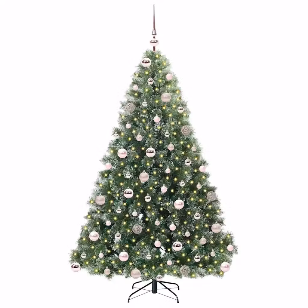 Albero di Natale artificiale moderno vidaXL verde con 300 LED luce bianca calda in PE e PVC, Altezza: 180 cm – 2