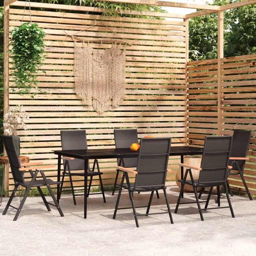 The Living Store Set da pranzo da giardino 7 pezzi nero