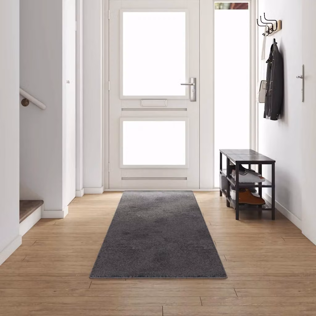 Runner in moquette vidaXL grigio, 80 x 500 cm, 100% polipropilene, antiscivolo e resistente alle macchie