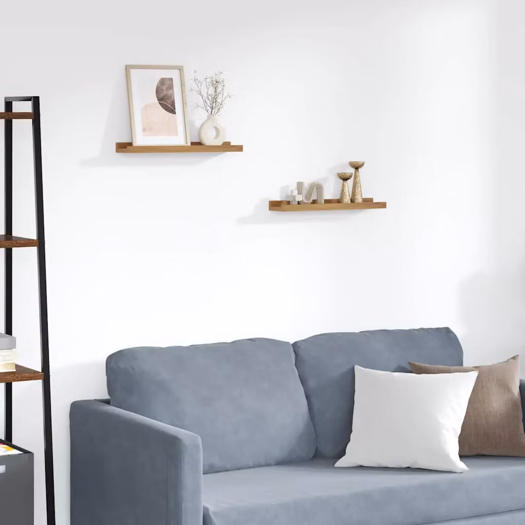Set di 2 Scaffali da parete moderni vidaXL in legno marrone L: 40 cm, P: 9 cm, H: 3 cm