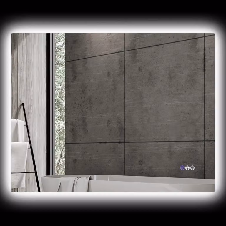 Specchio da Bagno Moderno XYLO con LED Regolabile e Funzione Anticondensa in Vetro e Alluminio L: 80 cm, H: 60 cm, P: 4 cm