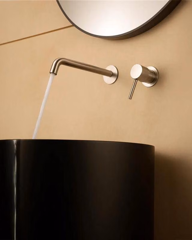 Rubinetto lavabo da incasso a muro nichel spazzolato Memo