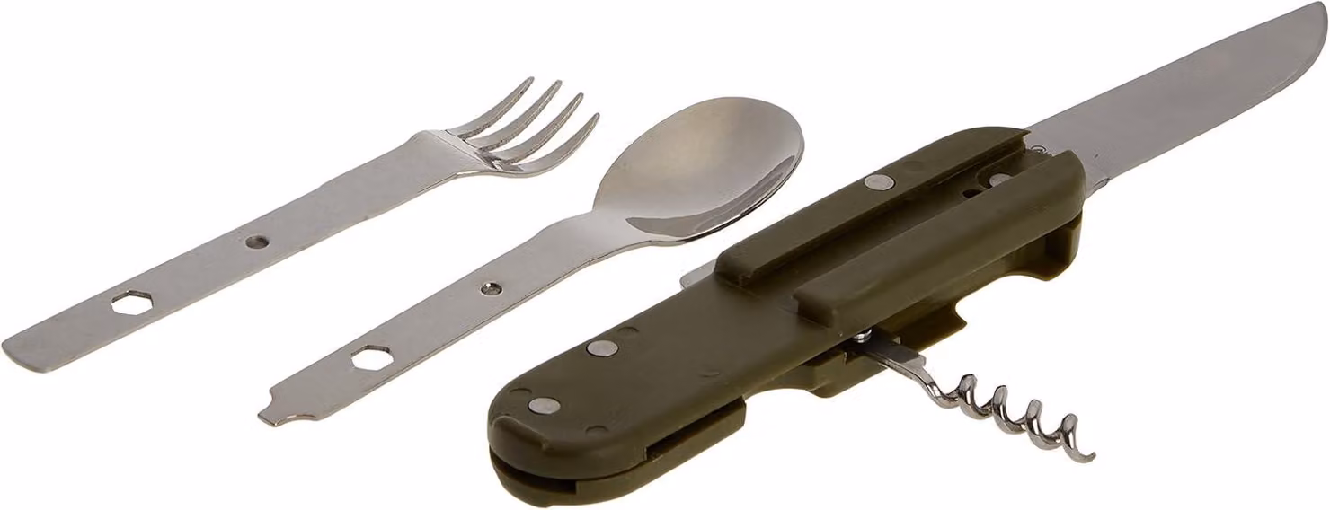 Strumento multifunzione verde, 9 cm, con custodia, ideale per il campeggio