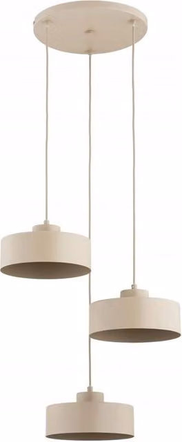 Lampada a sospensione tonda SELIA Alfa in metallo beige con 3xE27