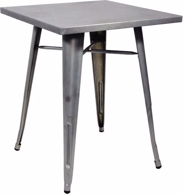 Tavolo da pranzo da giardino Leroy Merlin in stile industrial, struttura e superficie in acciaio verniciato silver, L/P: 60 x 60 cm