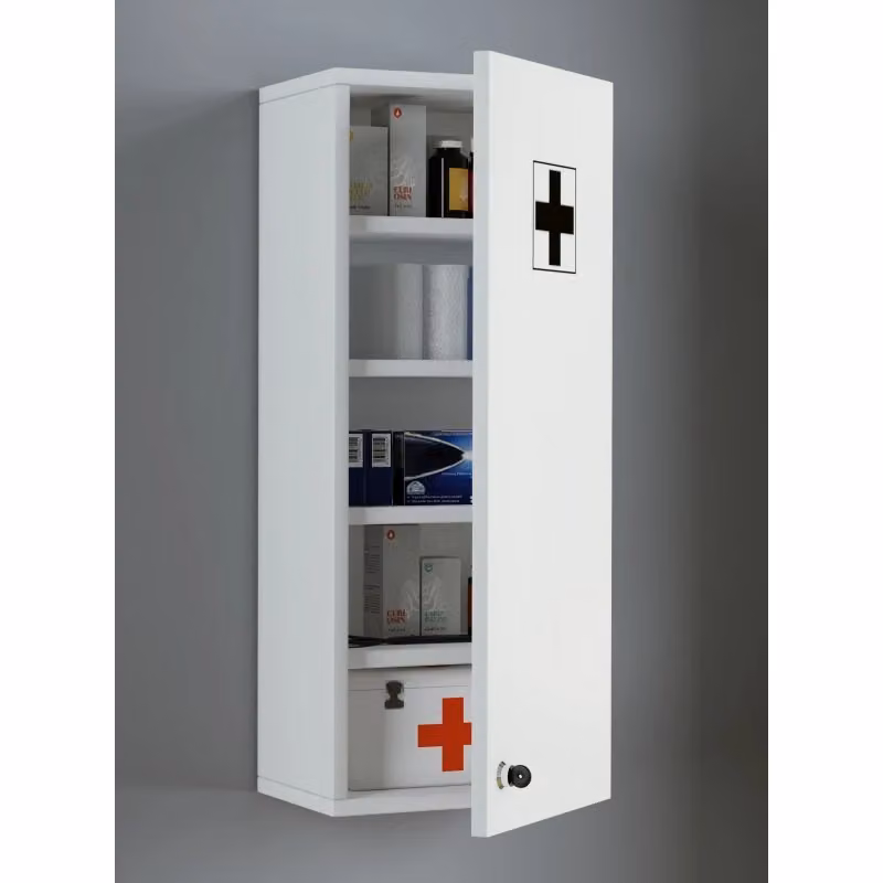 Armadietto Medicinali Medibox Ezooza Bianco con Serratura e Ripiani Interni L: 29 cm, P: 20 cm, H: 70 cm – 2
