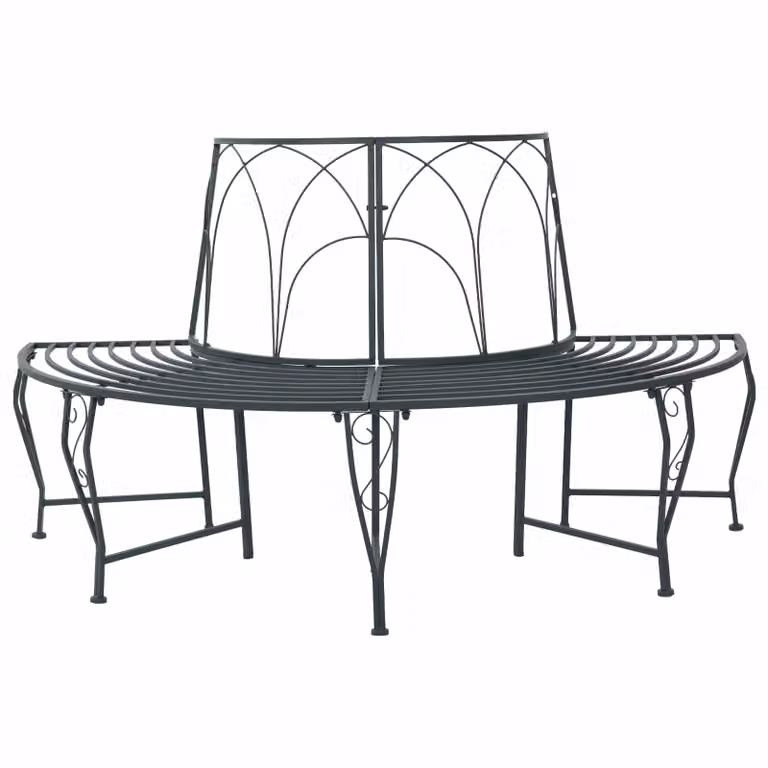 Panchina da giardino vidaXL per 4 persone in acciaio verniciato antracite L: 160 cm, P: 80 cm, H: 89 cm