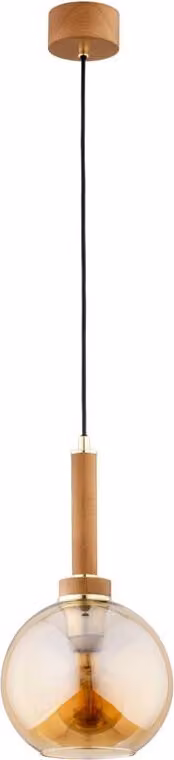 Lampada a sospensione BALERINA in legno chiaro, oro e ambra, 1xE27x15W, legno, dimensioni: 90x20x20 cm, IP20, Alfa