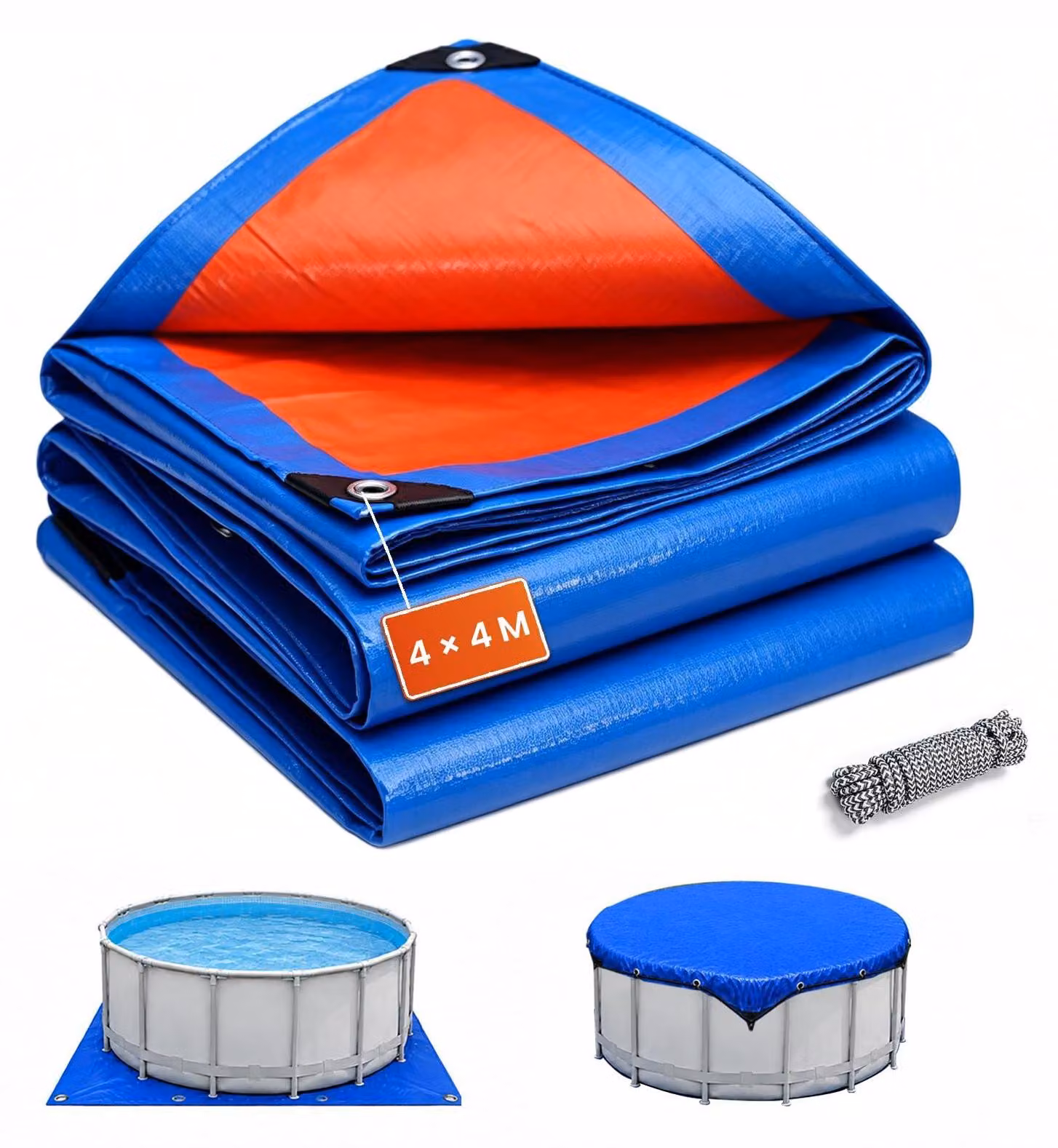 Tappeto per piscina, 4 x 4 metri, quadrato, antiscivolo e impermeabile