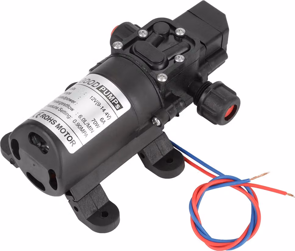 DC 12V 0,9 MPa 6L/min acqua alta pressione a membrana 70W pompa autoadescante