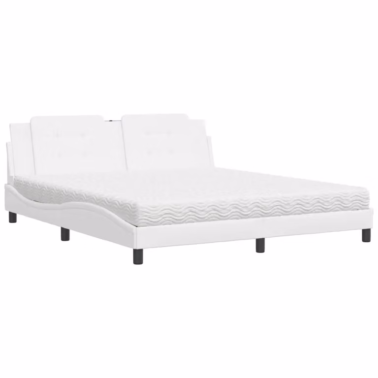 Letto con Materasso Zadar Bianco 180x200 cm in Pelle finta