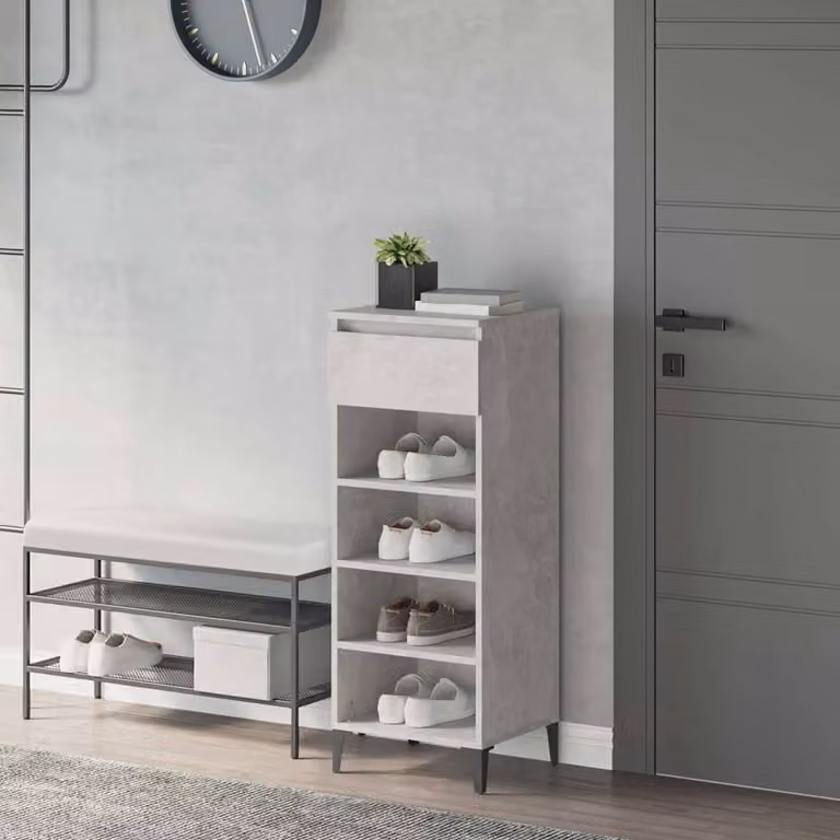 Scarpiera industriale vidaXL in legno e metallo, colore grigio, L 40 cm x P 36 cm x H 105 cm