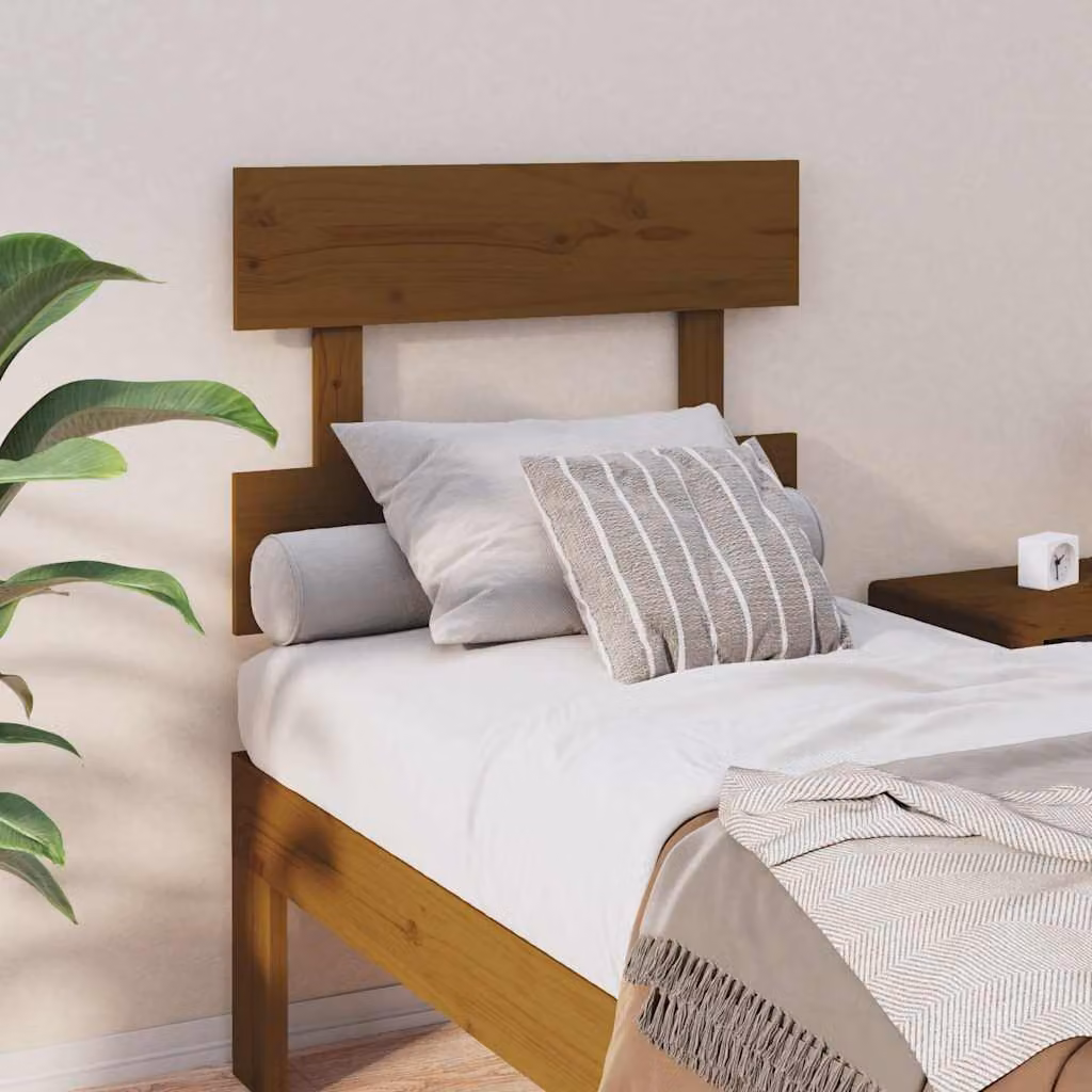 Testiera per letto vidaXL in legno massello di pino, colore marrone, L 93,5 cm x P 3 cm x H 81 cm