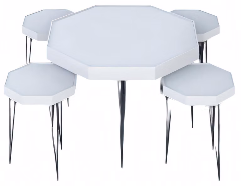 Weiße Holz Couchtisch mit modernem Design und Beistelltischen Set