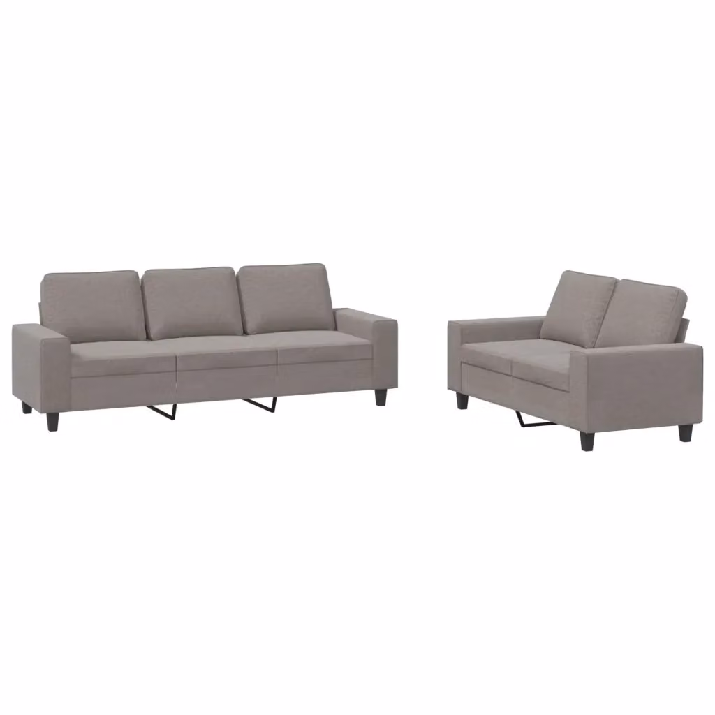 Set di Divani vidaXL composto da un divano a 2 posti e un divano a 3 posti in tessuto beige e grigio con struttura in metallo e MDF per il tuo soggiorno – 2