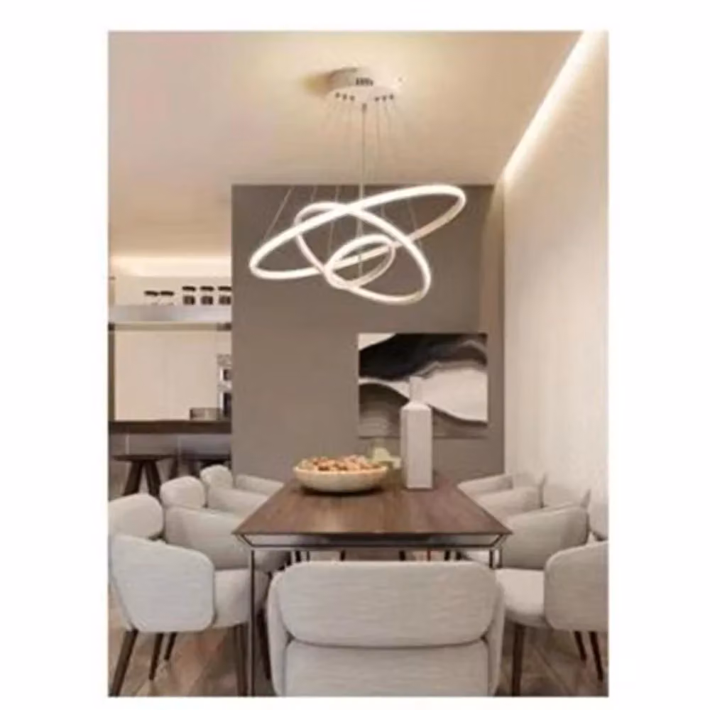Lampadario Sospeso LED Trade Shop Traesio Moderno con 3 Cerchi ad Anello, Bianco, Luce 4000K, 100W – 2