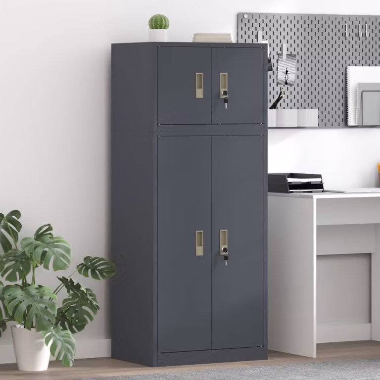 vidaXL Armadio 2 pz Antracite 60 x 40 x 145 cm Acciaio Bloccabile